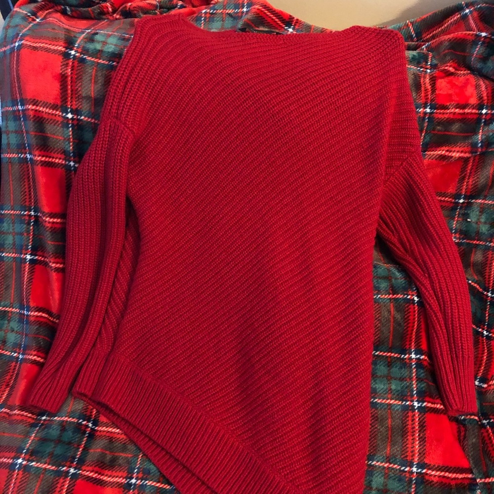 BCBGMaxAzaria Red Asymmetrical Sweater
